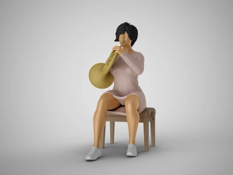 Suonatrice di corno francese donna Modello di stampa 3D