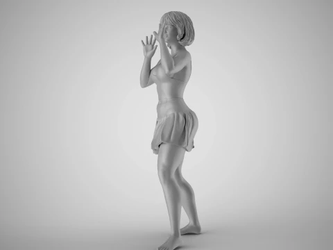 Excited Woman 3D Print Model