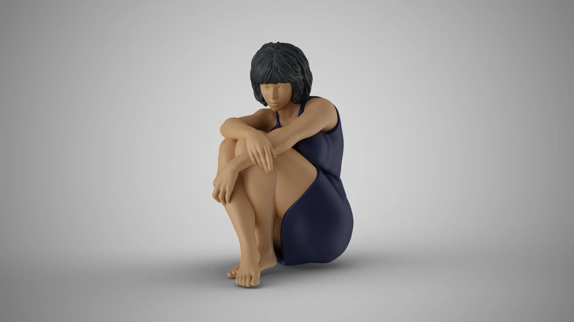 Girl Sitting Bored 3D Print Model .c4d .max .obj .3ds .fbx .stl .blend