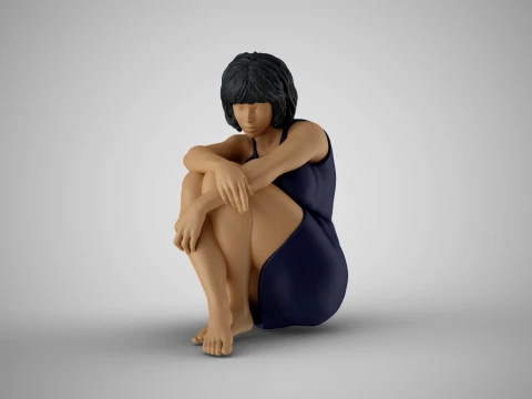 Meisje zit verveeld 3D printmodel
