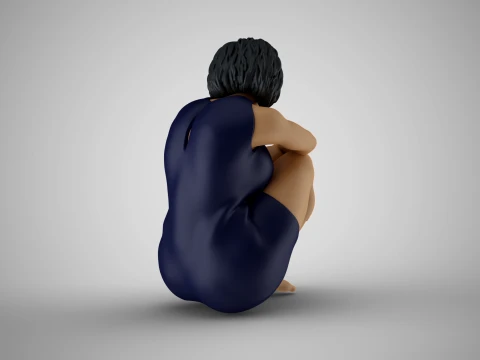 Girl Sitting Bored 3D Print Model