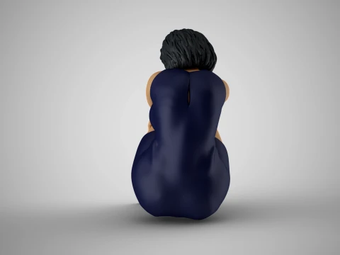 Girl Sitting Bored 3D Print Model