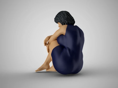 Girl Sitting Bored 3D Print Model