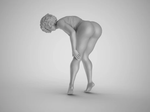 Woman Bending Over Holding her Leg 3D Print Model