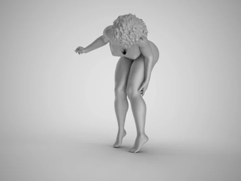 Woman Bending Over Holding her Leg 3D Print Model