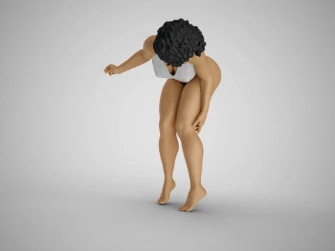Woman Bending Over Holding her Leg 3D Print Model
