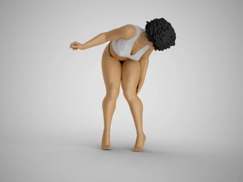 Woman Bending Over Holding her Leg 3D Print Model