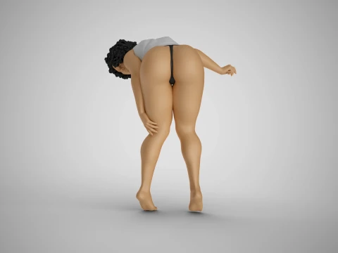 Woman Bending Over Holding her Leg 3D Print Model