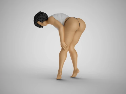 Woman Bending Over Holding her Leg 3D Print Model