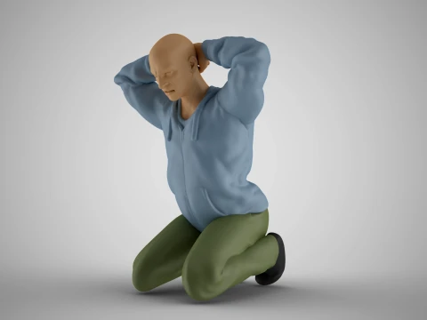 Elleri Boynunda Olan Adam 3D Baskı Modeli