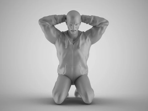 首の後ろに手を組む男性 3Dプリントモデル