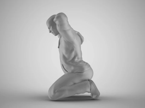 首の後ろに手を組む男性 3Dプリントモデル