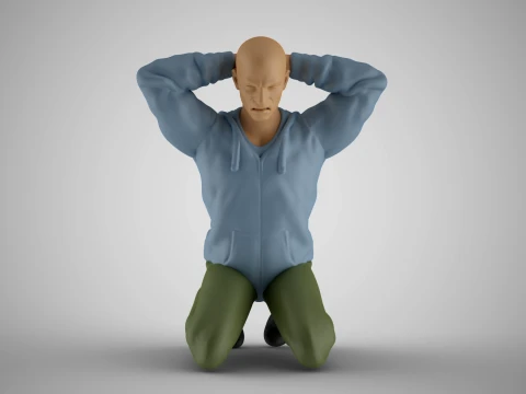 首の後ろに手を組む男性 3Dプリントモデル