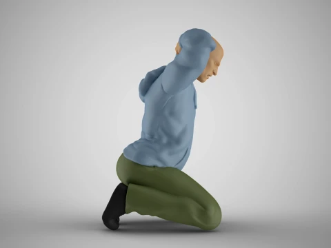 首の後ろに手を組む男性 3Dプリントモデル