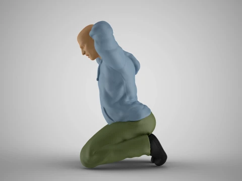 首の後ろに手を組む男性 3Dプリントモデル