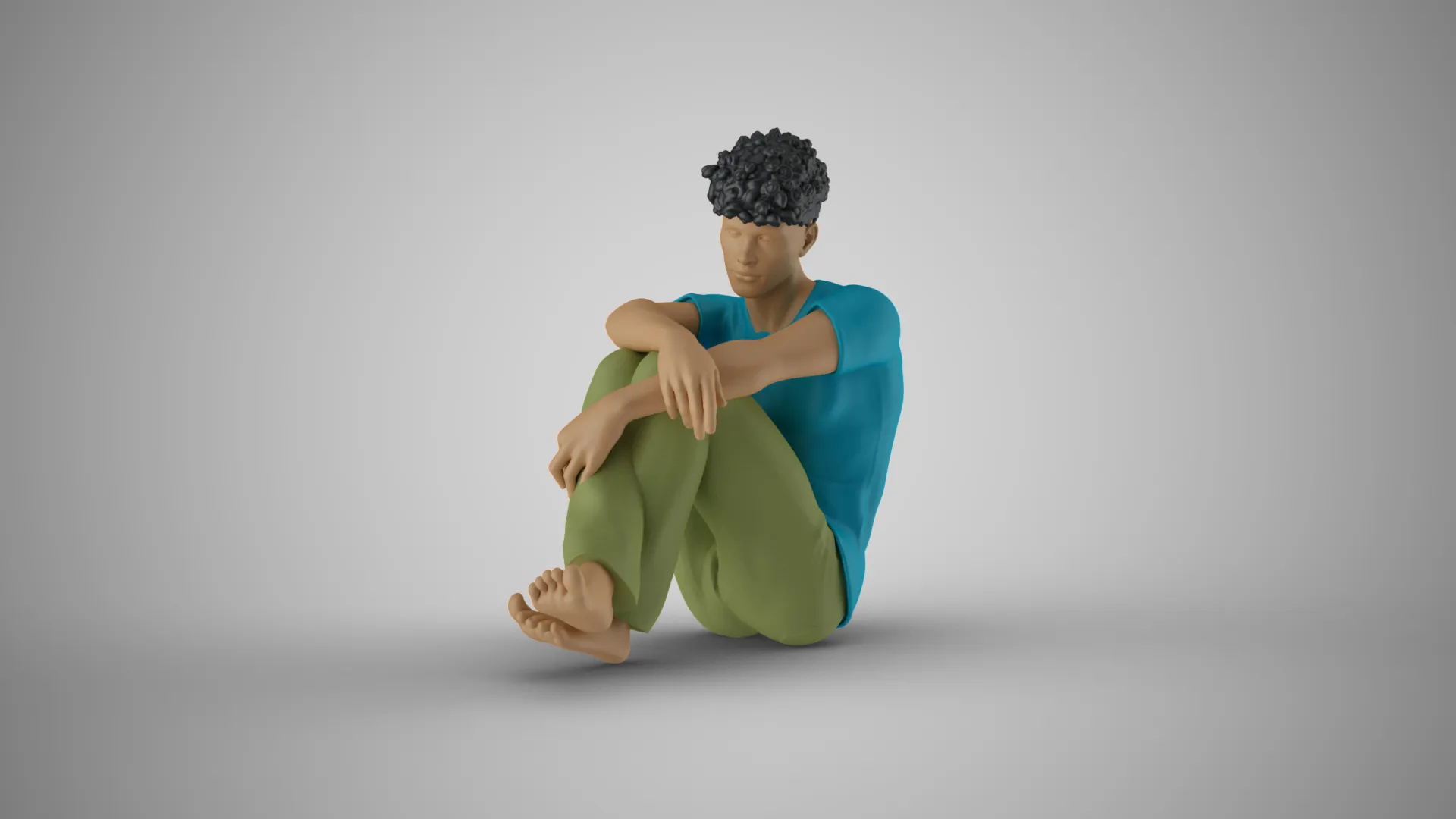 Man Sitting Bored 3D Print Model .c4d .max .obj .3ds .fbx .stl .blend 