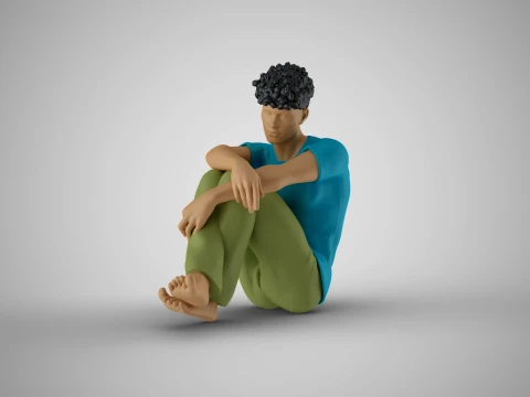 Sıkılmış oturan adam 3D Baskı Modeli