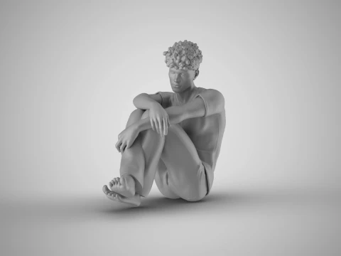 Man Sitting Bored 3D Print Model
