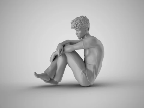 Man Sitting Bored 3D Print Model
