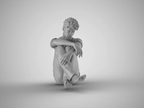 Man Sitting Bored 3D Print Model