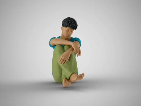 Man Sitting Bored 3D Print Model