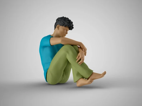 Man Sitting Bored 3D Print Model