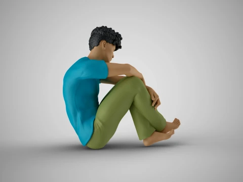 Man Sitting Bored 3D Print Model