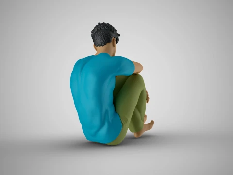 Man Sitting Bored 3D Print Model