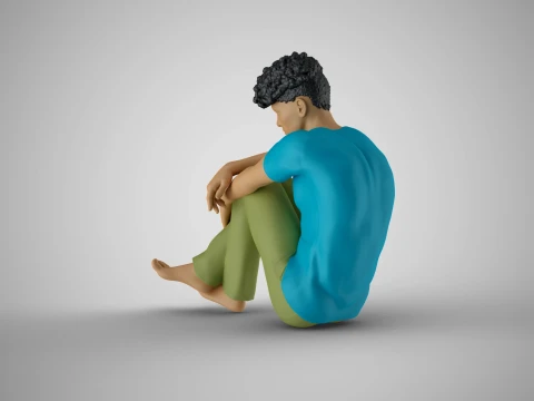 Man Sitting Bored 3D Print Model