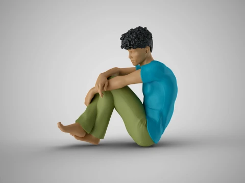 Man Sitting Bored 3D Print Model