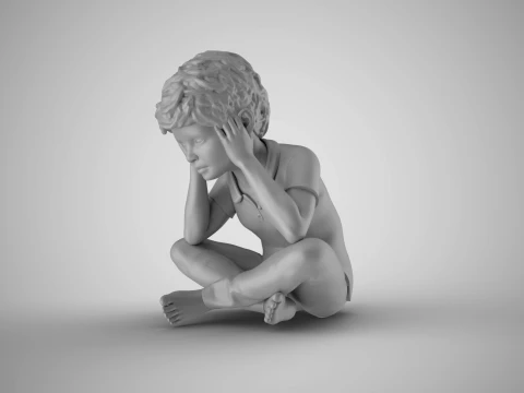 Pensive Boy 3D Print Model