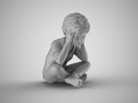 Pensive Boy 3D Print Model