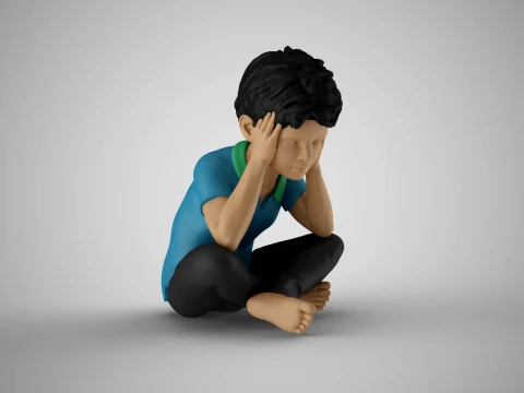 Pensive Boy 3D Print Model