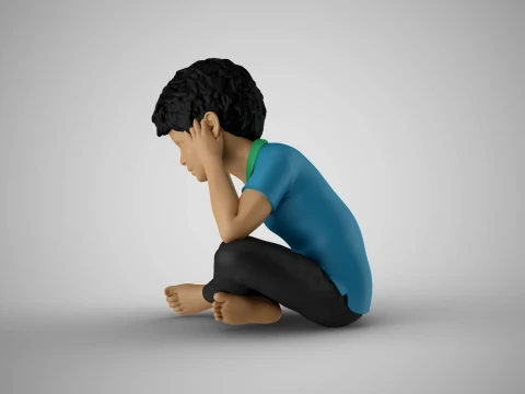 Pensive Boy 3D Print Model