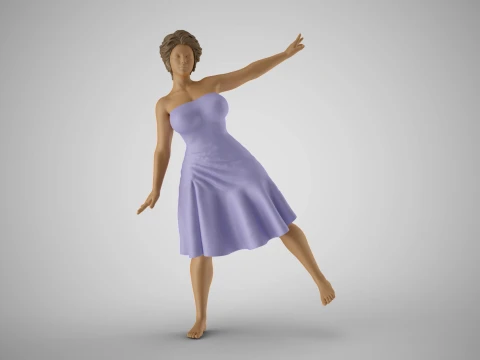 Girl Standing in Balance 3D Print Model