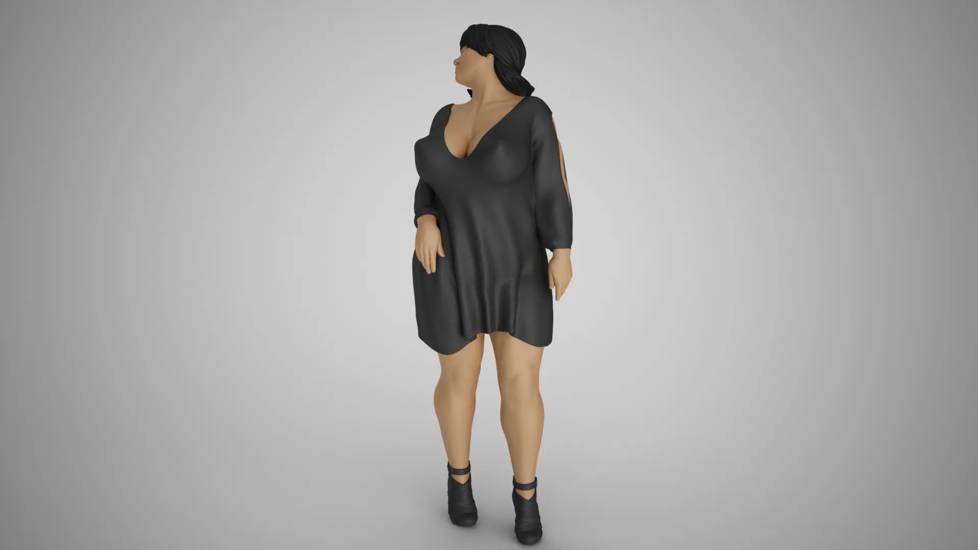 Reckless Heavy Woman 3D Print Model .c4d .max .obj .3ds .fbx .stl .blend 
