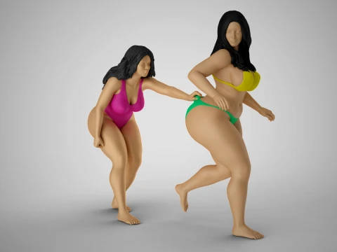 Meisje van achteren vangen 3D printmodel