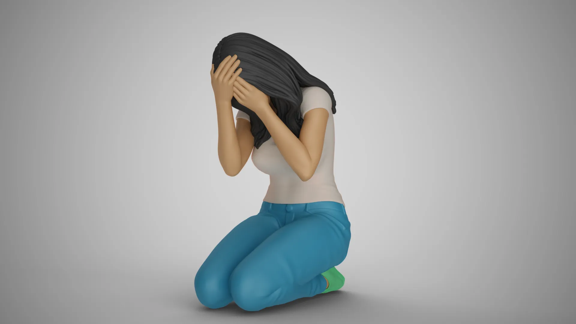 Forgotten Dried Roses Girl 3D Print Model .c4d .max .obj .3ds .fbx .stl .blend 