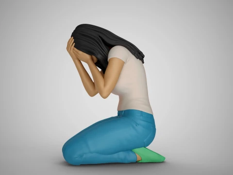 Forgotten Dried Roses Girl 3D Print Model