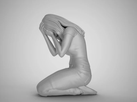 Forgotten Dried Roses Girl 3D Print Model