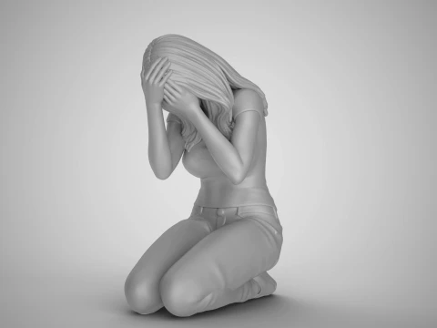 Forgotten Dried Roses Girl 3D Print Model