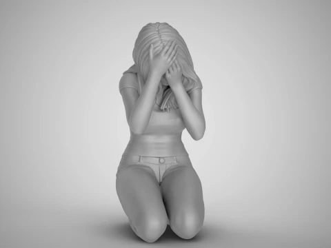 Forgotten Dried Roses Girl 3D Print Model