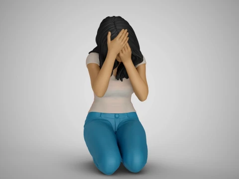 Forgotten Dried Roses Girl 3D Print Model