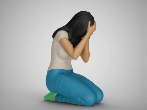 Forgotten Dried Roses Girl 3D Print Model