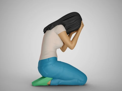 Forgotten Dried Roses Girl 3D Print Model