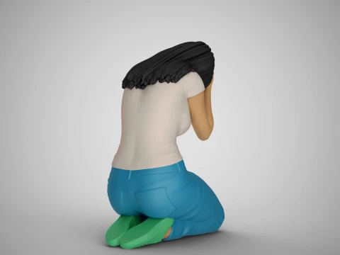 Forgotten Dried Roses Girl 3D Print Model