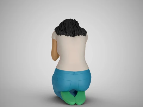 Forgotten Dried Roses Girl 3D Print Model