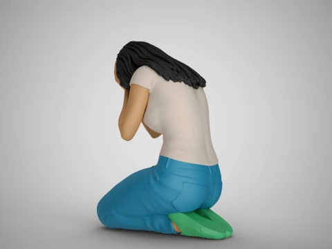 Forgotten Dried Roses Girl 3D Print Model