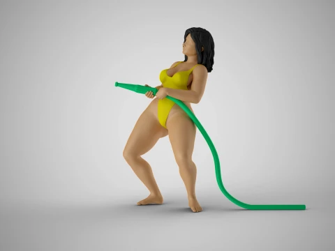 Meisje speelt met water 3D printmodel