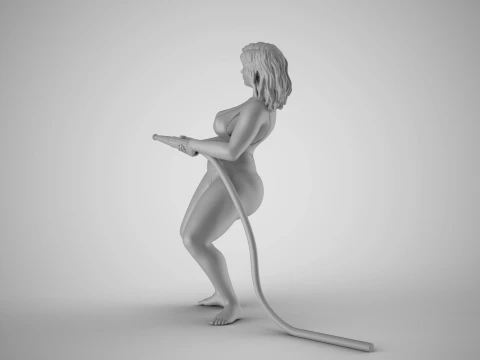 Girl Playing with Water 3D Print Model
